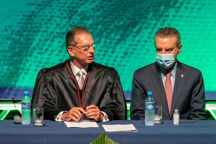 Imagem: Novo presidente do TJMS, Carlos Eduardo Contar, e presidente da ALEMS, Paulo Corrêa (PSDB)