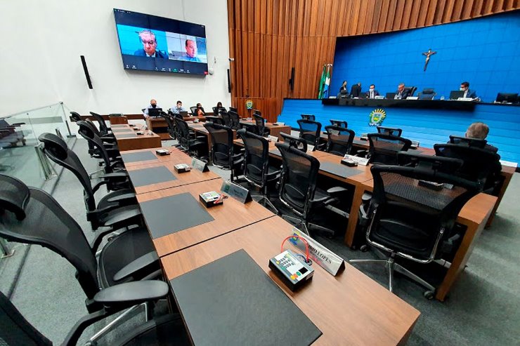 Imagem: Plenário da Assembleia Legislativa de Mato Grosso do Sul durante sessão remota realizada nesta quinta-feira