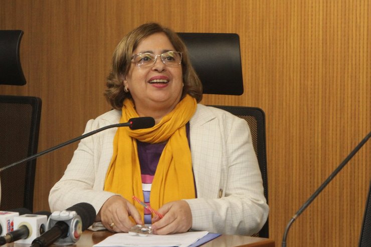 Imagem: Ministra das Mulheres Aparecida Gonçalves em coletiva de imprensa na ALEMS