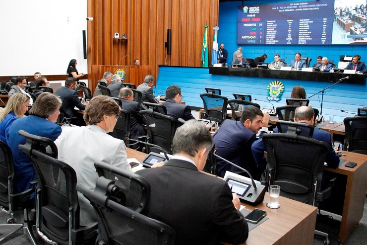 Imagem: Deputados votam os projetos no Plenário Deputado Júlio Maia, da Assembleia Legislativa de Mato Grosso do Sul