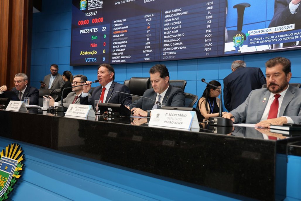 Imagem: Deputados durante sessão plenária na ALEMS, que tem início às 9h e é aberta à sociedade em geral 