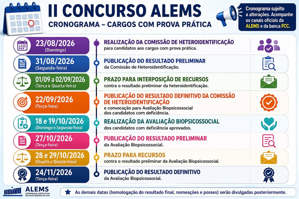 Calendário das próximas etapas do II Concurso da Assembleia Legislativa