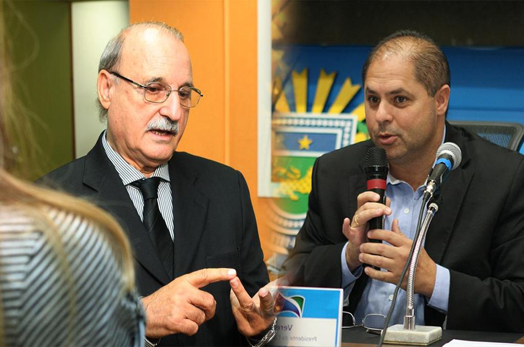 Imagem: Wantuir Jacini e vereador campo-grandense Mario Cesar palestraram no seminário que ocorre na ALMS.